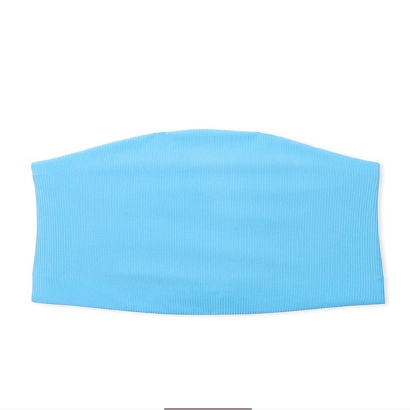 PINK Bralette Base Stretch Micro Ribbed Sky Blue Bandeau Bra Small - Picture 2 of 10